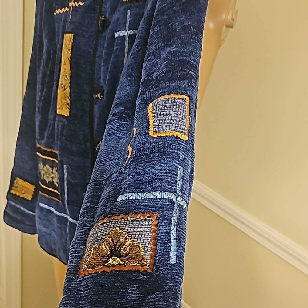 Allure Blue Patchwork Cardigan Jacket - image 7